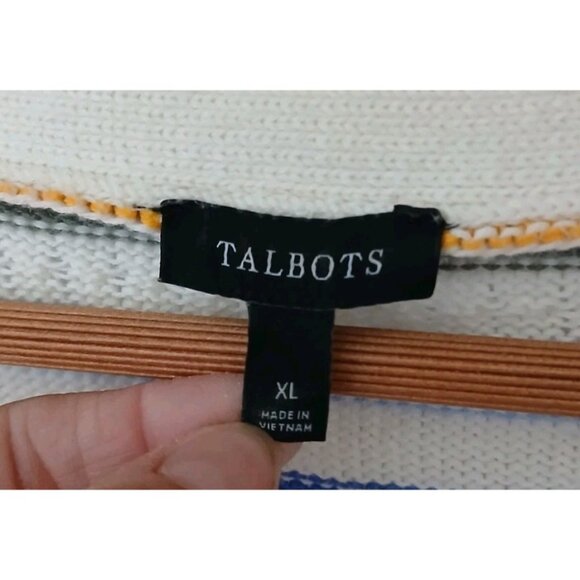Talbots Multi Stripe V Neck Cardigan Sweater - Picture 5 of 9